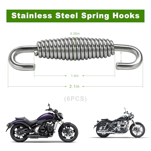 6 PCS Motorcycle Exhaust Muffler Spring, 52.7mm/ 2.07" Reinforced Stainless Steel Muffler Coil Spring Hook, Universal Exhaust Pipe Spring Hooks for Motorcycle ATV Scooter - color: 6 PCS