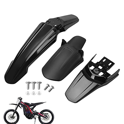 Surron Front-Rear Shock-Rear Fender Set Motorcycle Electric Dirt Bike Off-Road Shock Absorber Mudguard Fender Mud Guard Compatible with Light Bee Sur Ron S/X Segway X160 / X260 3x Fenders Black - style: 3xFender Set