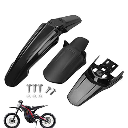 Surron Front-Rear Shock-Rear Fender Set Motorcycle Electric Dirt Bike Off-Road Shock Absorber Mudguard Fender Mud Guard Compatible with Light Bee Sur Ron S/X Segway X160 / X260 3x Fenders Black - style: 3xFender Set