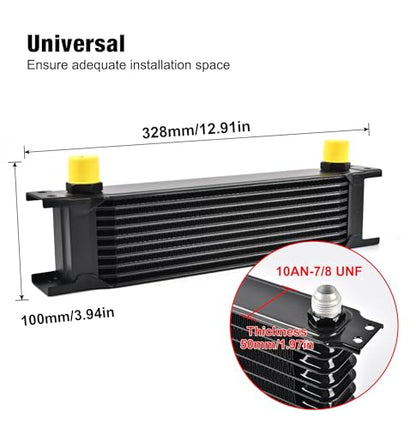 EVIL ENERGY 10 Row Oil Cooler, 10AN Engine Oil Cooler Universal - size: 10 Row