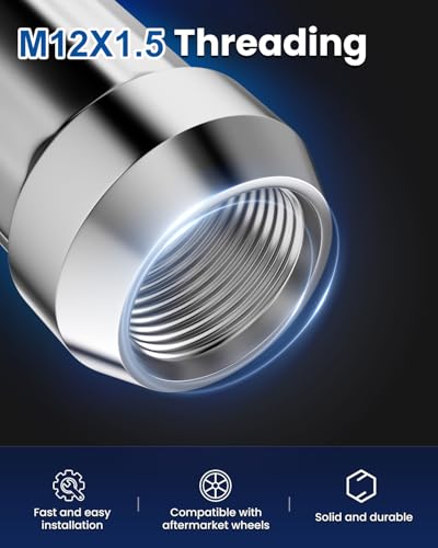 GAsupply 12x1.5 6 Spline Lug Nuts ATV, 1.38" Tall Cone Seat, 16PCS+ 1 Key - color: Silver, size: M12x1.5, style: 16 Pack-1.38" Tall