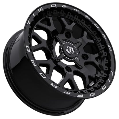TIS UTV 558BML 14X7 Gloss Black w/Mchned Lip Logo - 4X156 Bolt Pattern, +10 Offset, Hub Bore 132.5mm - color: Gloss Black w/Mchned Lip Logo, size: Size: 14X7 | BP: 4X156 | Offset: +10