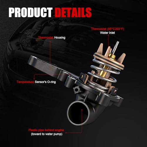 Engine Coolant Thermostat Housing Assembly w/Gasket Compatible with Audi Q5 Q7 A4 A5 A6 A7 A8 Quattro S4 SQ5 Volkswagen Touareg 3.0L,Replaces#06E121111AL 06E121111AD 06E121111P 902-5218 - size: 902-5218