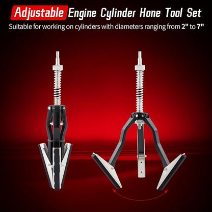 Cylinder Hone Tool, Adjustable for 2"-7", with Extra 3PC 4" Stones - size: 3pc 4"