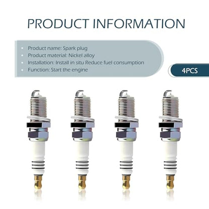 4 PCS Iridium Spark Plugs, High-performance Ignition System Spark Plug, Replacement OEM #5464 BKR5EIX11, Compatible with Hyundai,Kia,Nissan,Mitsubishi,Mazda,Subaru,Suzuki,Chevrolet (Silver)