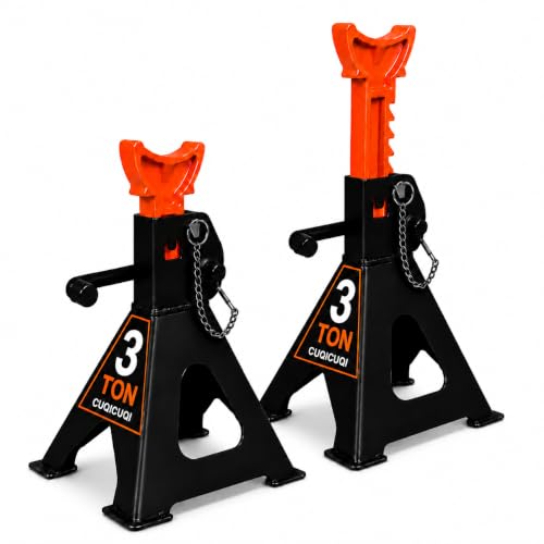 Jack Stands, Heavy Duty Steel Car Jack Stand with Double Pin Locking, Adjustable Height 3 Ton Stand for Cars Trailer Jack 1 Pair - color: Black