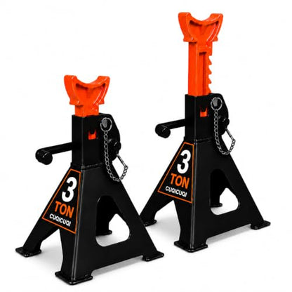 Jack Stands, Heavy Duty Steel Car Jack Stand with Double Pin Locking, Adjustable Height 3 Ton Stand for Cars Trailer Jack 1 Pair - color: Black