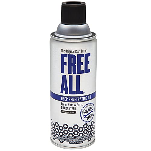 Free All Rust Eater Deep Penetrating Oil, 11 oz Aerosol – Loosens Rusted Bolts, Nuts, Pipe Connections & Locks – Industrial-Grade Rust Remover, Silicone-Free Lubricant, Safe on Paint, Plastic Surfaces - style: 11 Ounces
