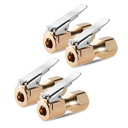 CZC AUTO Heavy Duty Brass Air Chuck, Closed Flow, 1/4" FNPT Tyre Chuck - size: 4 Pack