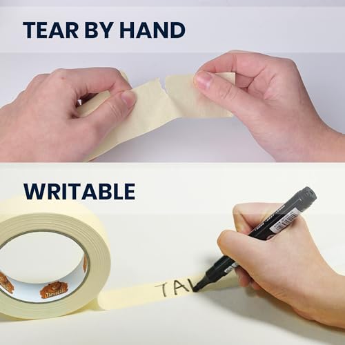 TAPEBEAR General Purpose Masking Tape Beige White 0.7" x 60Yards x 10Rolls - size: 0.7" x 60 Yards