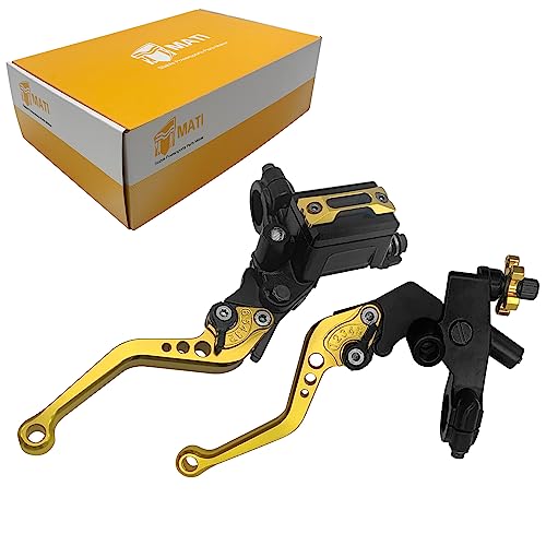 M MATI Upgrade Universal 7/8" 22mm Handlebar Brake Master Cylinder Clutch Lever Set Left & Right Motorcycle Levers Compatible with Yamaha Honda Kawasaki Suzuki Harley(Gold) - color: Gold