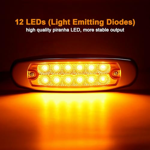 20Pcs Spyder Amber Peterbilt-style 12 diode LED Ultra-thin Marker Lights