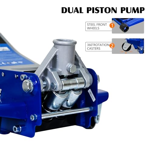 3 Ton Low Profile Hydraulic Floor Jack, Heavy Duty Steel Dual Piston Quick Lift Pump, CE Certified - size: Steel Body - Low Profile (3.1" Min Height)