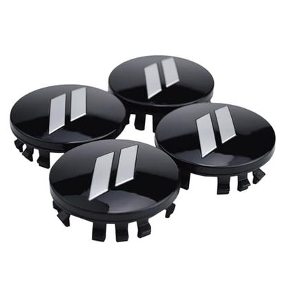 (Set of 4) 63mm=2.5 inches // Slash Wheel Center Cap Covers HubCap Emblem Badge Trim for Dodge Charger Challenger Durango Hornet Dart R/T SRT Magnum Nitro Journey Caliber Avenger - color: silver // on gloss black cap
