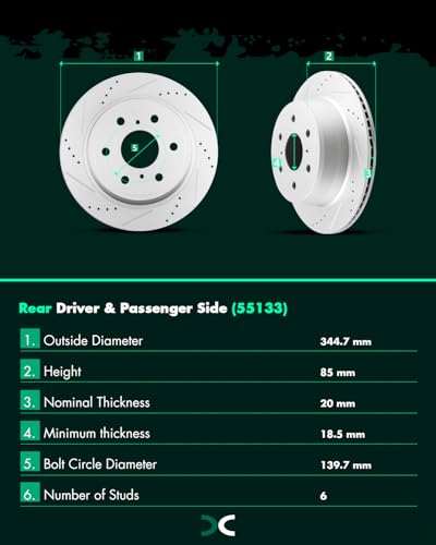 SCITOO Brake Kits Front Rear Brake Rotors Brake Pad:55097;55133;D1092;D1194 - size: 55097+D1092 & 55133+D1194 [4+8PCS]