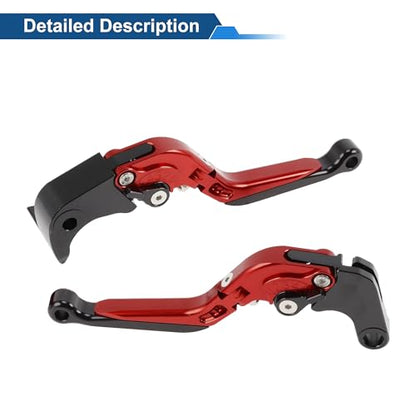 Short/Long Brake Clutch Levers for Suzuki GSXR600 2006-2025 6 Position Adjustable Motorcycle Handlebar Brake Lever Red Handle Black End 1 Pair - color: Red Handle Black End