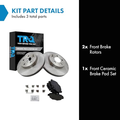TRQ Front Brake Pad and Rotor Set Ceramic Vented Rotors - style: BKA11921
