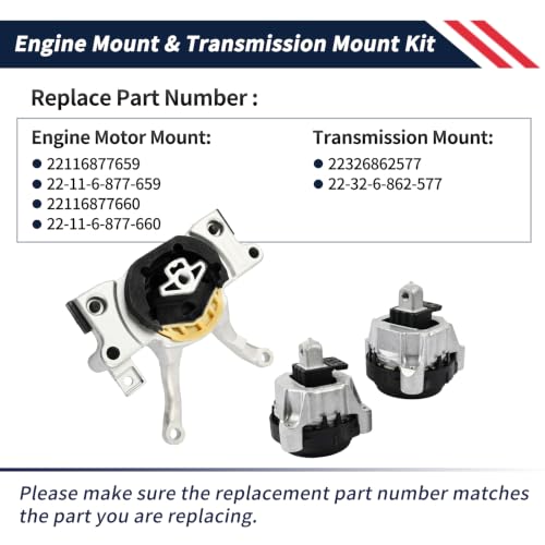 Engine Motor Mount & Transmission Mount Kit 3Pcs Compatible with BMW X3 sDrive30i xDrive30e 2019 2020 2021 2.0L G01 Trans Support Mount Bracket Replace 22326862577 22116877659 22116877660 - size: 3Pcs