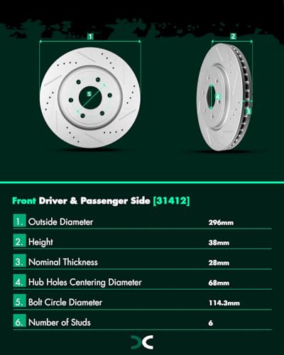 SCITOO Brake Kits,Drilled Slotted Brake Rotors Ceramic Disc Brake Pads Set - size: 31412+D1094 & 31410+D1100 [4+8PCS]