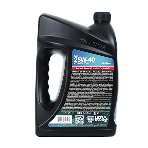 ULTRA 1PLUS U1P-Aqua SAE 25W-40 Synthetic Blend 4T Marine Engine Oil NMMA FC-W (Gallon) (Pack of 4) - size: 1 Gallon (4 Quarts) (Pack of 4)
