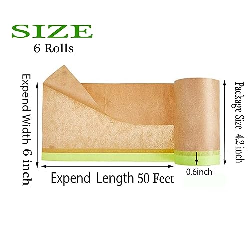 xianshengle Pre-Taped Masking Paper for Painting Tape and Drape Painters Paper, Paint Adhesive Protective Paper Roll for Car and Furniture Protection (6)