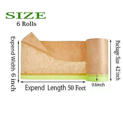 xianshengle Pre-Taped Masking Paper for Painting Tape and Drape Painters Paper, Paint Adhesive Protective Paper Roll for Car and Furniture Protection (6)