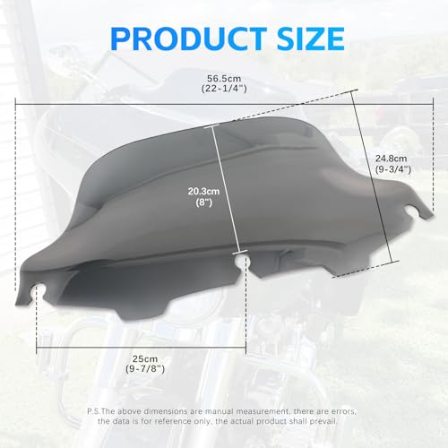 Rich Choices 8" Smoke Motorcycle Black Wave Windshield Windscreen Compatible with 1996-2013 Harley Davidson Street Glide Electra Glide Ultra Classic Touring FLHT FLHTC FLHX Tri Glide - color: Smoke, size: 8inch