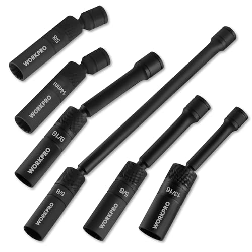 WORKPRO 3/8" Drive 6-Piece Magnetic Spark Plug Socket Set - size: 6PC(14MM,5/8",9/16",13/16")