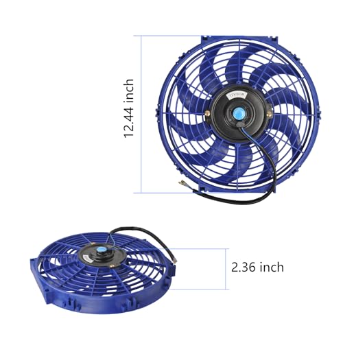 12" Electric Radiator Cooling Fan Assembly Kit 12V 80W，Blue, 2 PCS - size: 12” -2PCS, style: Blue