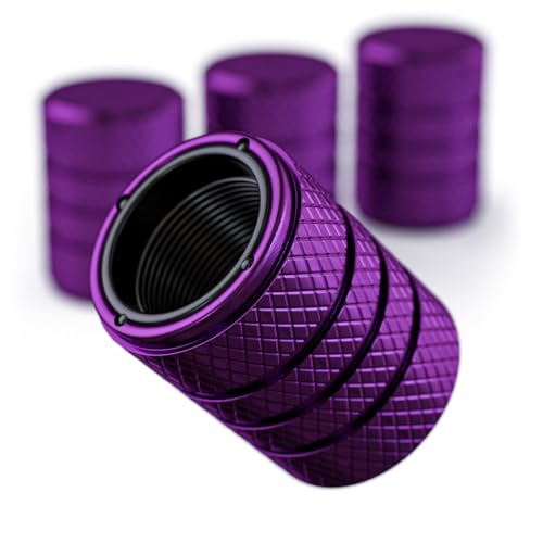 Aluminum Tire Valve Stem Caps – Anti-Rust, Premium Anodized Aluminum, Corrosion-Resistant, Easy Install, Universal Fit for Car, Truck, Bike, SUV – 1 Pack/Set of 4 (Plum Purple) - color: PLUM PURPLE