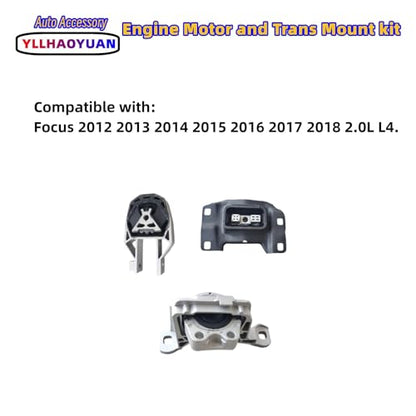 Yllhaoyuan Set of 3 Complete Engine & Transmission Mounts - size: Focus 2012-2018 2.0L L4