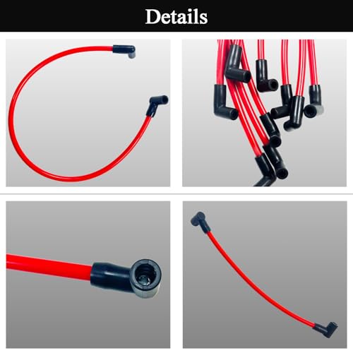10mm High Performance Spark Plug Wire Set Compatible with Chevy SBC BBC 305 350 454 Electronic V8 Engine with HEI Distributor