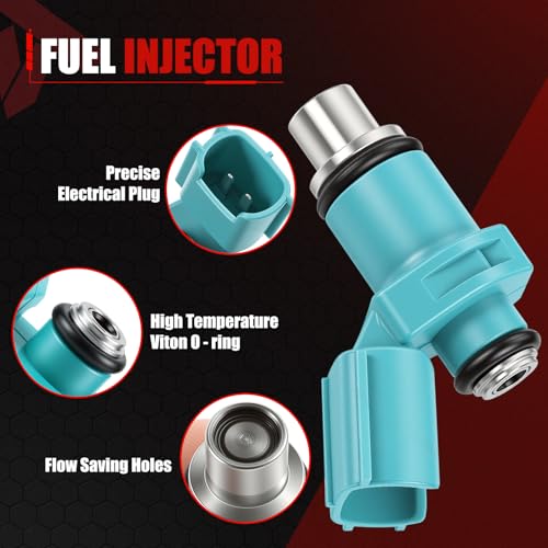 6C5-13761-00-00 Fuel Injectors Set of 4 Compatible with Yamaha 2005-2009 - color: F-6C5-13761-00-00