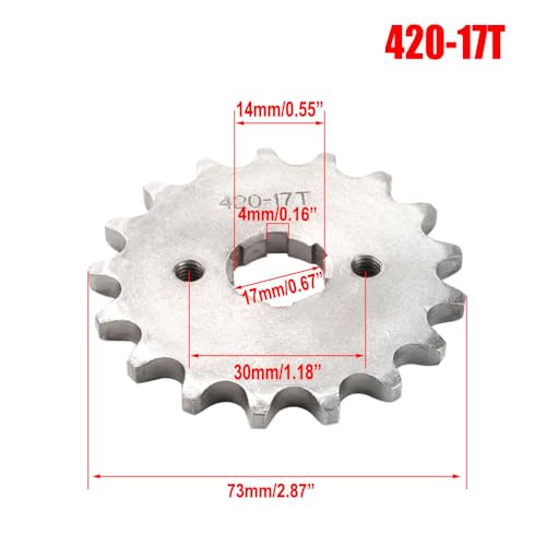 420 17T 17mm Chain Sprocket with Retainer Plate Motorcycle Front Sprocket Gear fits for 50cc 70cc 90cc 110cc 125cc 140cc 160cc Engine Pit Dirt Mini Bikes Go Kart Trail Quad ATVs 4 Wheeler Moped(1 set) - style: 17T