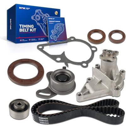 KAX Timing Belt Kit with Water Pump Fit for Hyundai Accent 2006-2011, Kia Rio 2006-2011, Accent 2001-2005 1.6L, Rio5 2006-2011, OE# 24312-26050, 25100-26015, 24810-26020, 24410-26000 - size: 9-4201S