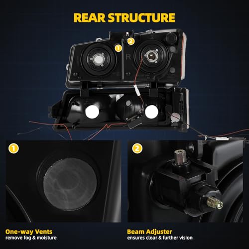 DWVO LED DRL Headlight Assembly Compatible with 03-06 Silverado Black - color: B Black Housing Amber Reflector