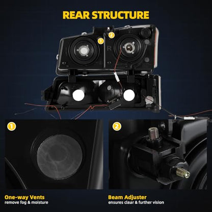 DWVO LED DRL Headlight Assembly Compatible with 03-06 Silverado Black - color: B Black Housing Amber Reflector
