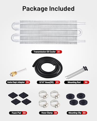 EVIL ENERGY 5/16" Transmission Oil Cooler, 4 Pass Tube and Fin Cooler Kit Universal Aluminium Silver - color: Silver, size: 4 Pass