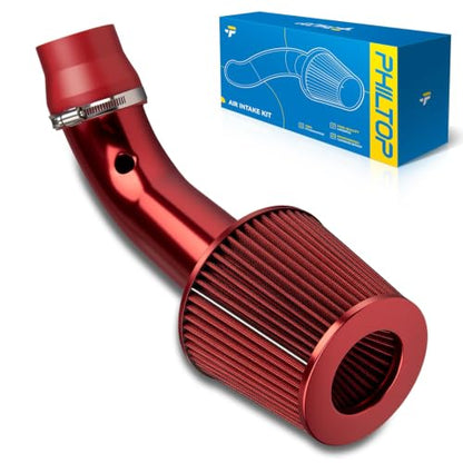 PHILTOP 3" Universal Cold Air Intake Kit (Red)