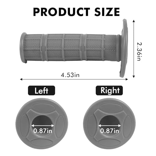 2PCS Motorcycle Handlebar Grips, 7/8 & 1 Inch Non-Slip Grips (Gray) - color: Gray
