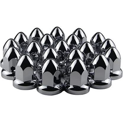 iBroPrat 33mm Chrome Lug Nut Covers Push On ABS Plastic Bullet Flanged 60PC - size: 60PCS
