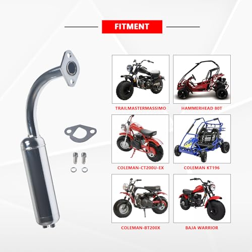 212 Exhaust with Muffler for Coleman Predator Honda 6.5HP Go Kart Mini Bike