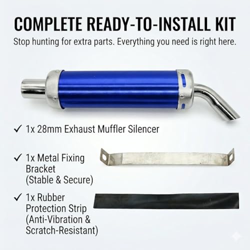 BADASS SHARKS 28mm Motorcycle Exhaust Muffler for 2 Stroke Dirt Bike Black - color: Royal Blue