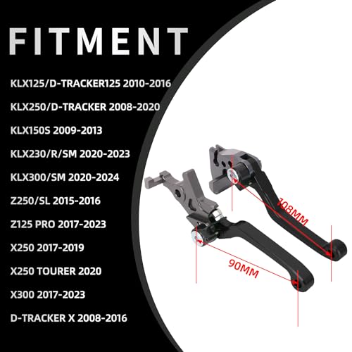 Motorcycle Brake Clutch Lever Pivot Levers Set Adjustable CNC for KLX 300 KLX300 KLX300SM 20-24 KLX230 KLX230R KLX230SM 20-23 KLX250 08-20 KLX125 10-16 Dirt Pit Bike Black - color: Black