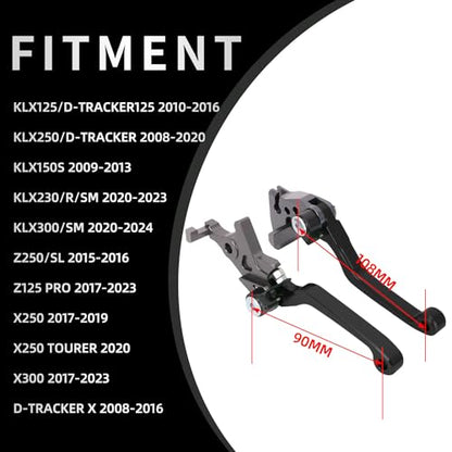 Motorcycle Brake Clutch Lever Pivot Levers Set Adjustable CNC for KLX 300 KLX300 KLX300SM 20-24 KLX230 KLX230R KLX230SM 20-23 KLX250 08-20 KLX125 10-16 Dirt Pit Bike Black - color: Black