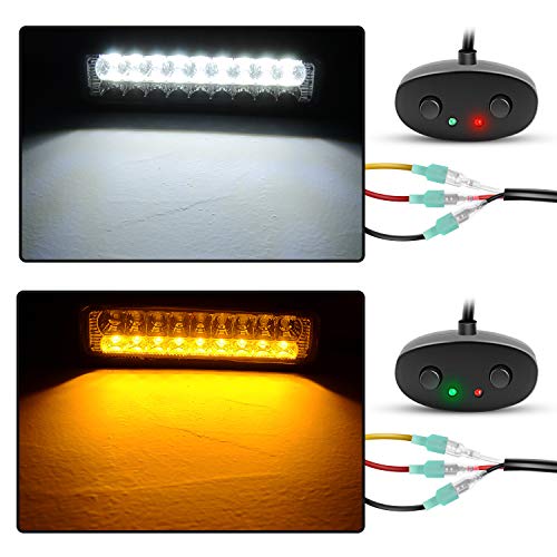 Nilight 10031W Amber White Dual Color Light Bar Wiring Harness Kit 16AWG with 12V Relay 15A Inline Blade Fuse Push Button Switch for Offroad Driving Light, 2 Leads - color: 16AWG Amber White Dual Color Push Button Switch Wiring Harness-2 Leads