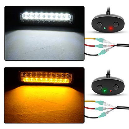 Nilight 10031W Amber White Dual Color Light Bar Wiring Harness Kit 16AWG with 12V Relay 15A Inline Blade Fuse Push Button Switch for Offroad Driving Light, 2 Leads - color: 16AWG Amber White Dual Color Push Button Switch Wiring Harness-2 Leads