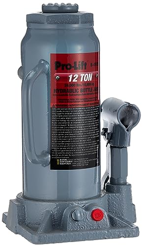 Pro-Lift B-012D Grey Hydraulic Bottle Jack - 12 Ton Capacity