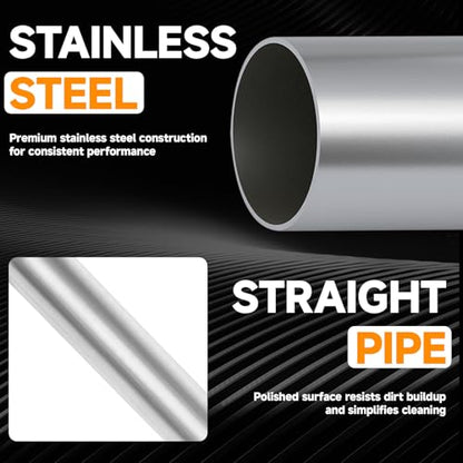 A-KARCK Straight Exhaust Pipe 2" OD, Stainless Steel 35" Long Mandrel Exhaust Tube - size: 2.0", style: 35 INCH