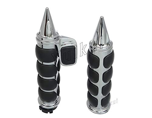Motorcycle Black Chrome Grips 32mm/1-1/4 Inch Rubeer Hand Grips Handlebar Grips with Boss Throttle Compatible with Honda VT1300/FURY/INTRESRATE/SABRE 2009-2015 - color: Type 1(55mm boss throttle)